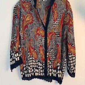 NICOLA Black and Cream Geometric Blouse